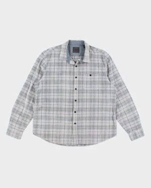 Legacy Copper & Oak Men's Teen Sleeve Plaid Corduroy Button Up Shirt Gray S